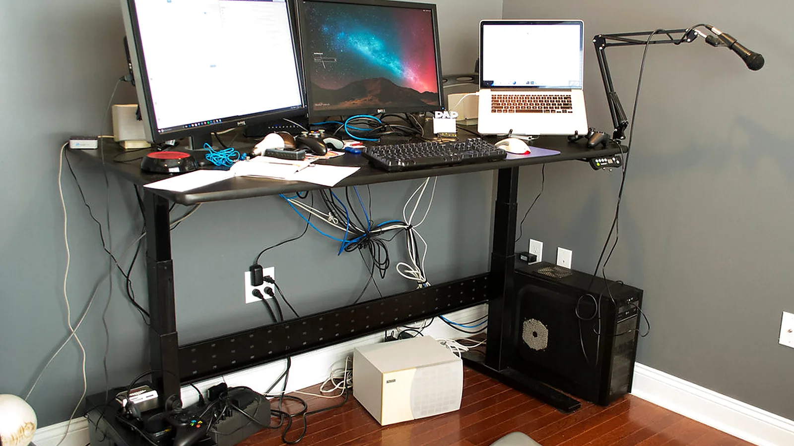 under-desk keyboard tray with adjustable mouse platform planning detail